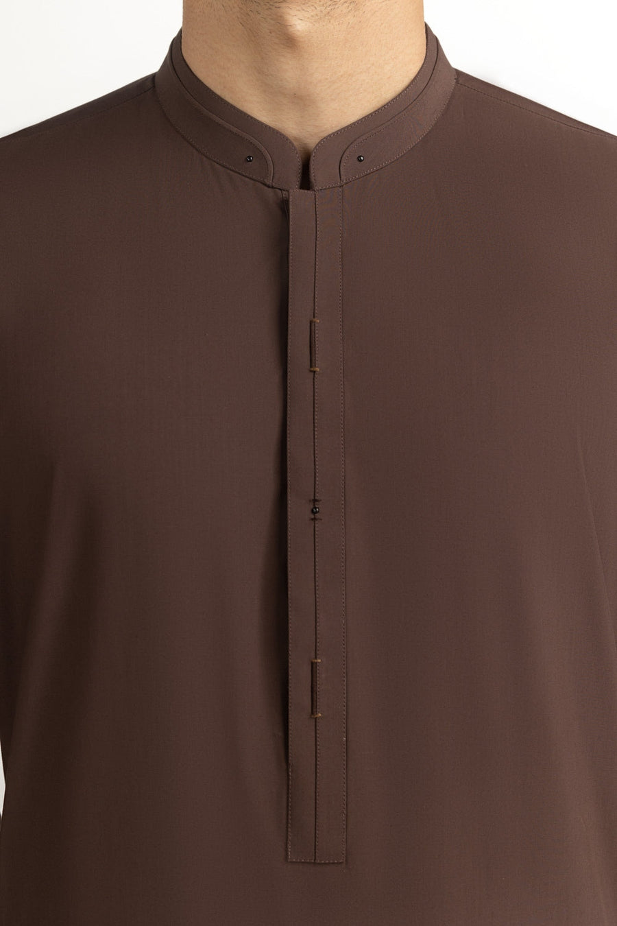 Chocolate Brown Cotton 1-Piece Kurta | Mandarin Collar