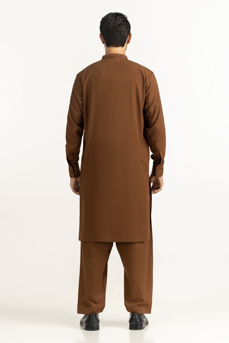 Chocolate Brown Silk Men's Kurta | Henley Neckline