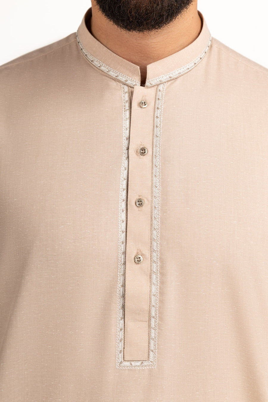 Cream Mulberry Silk 2-Piece Men's Kurta | Minimal Placket