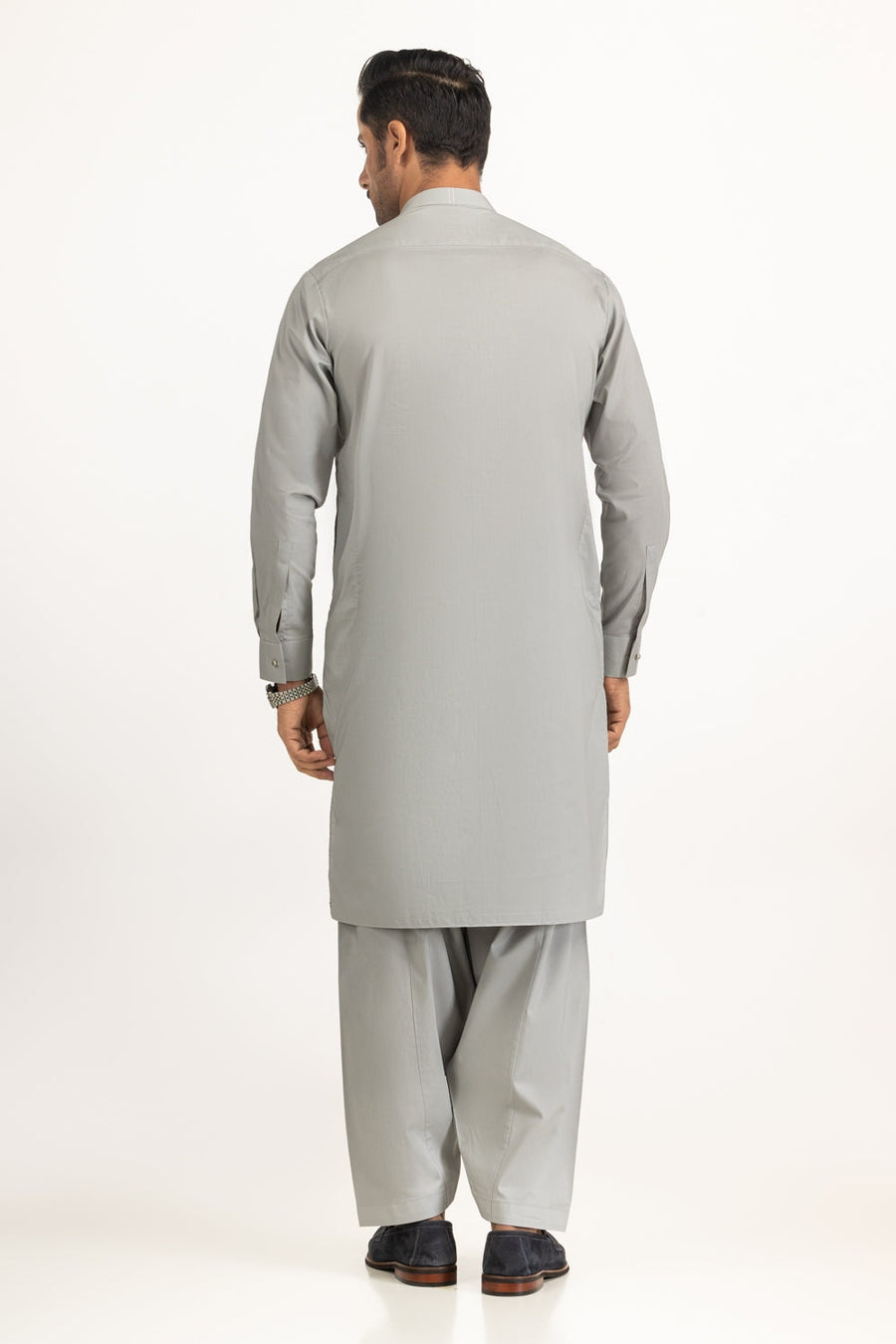 Sage Cotton 2-Piece Men's Kurta | Resham Embroidered Placket