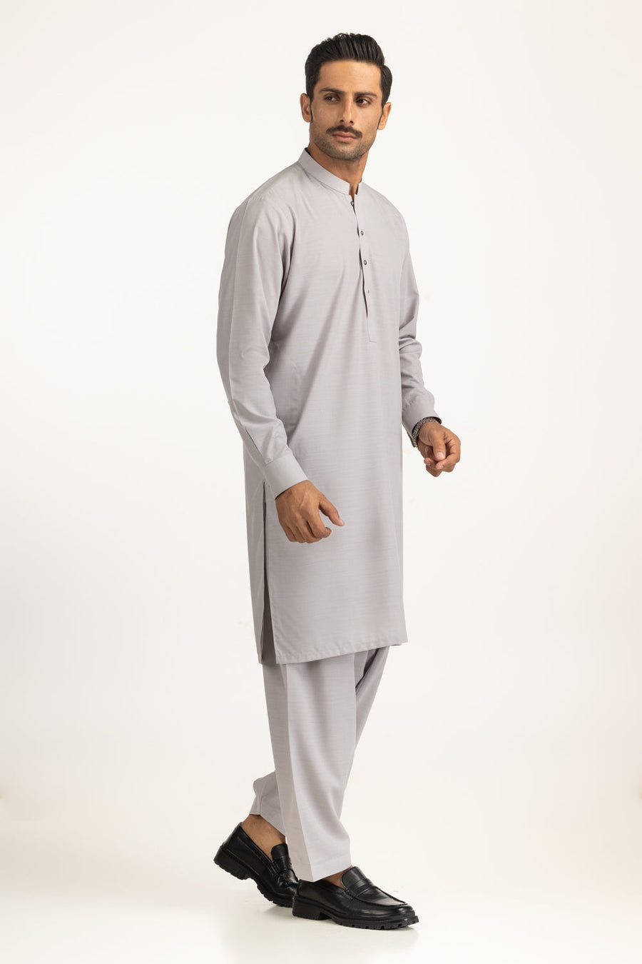 Ivory Organic Cotton 2-Piece Kurta Shalwar | Mandarin Collar
