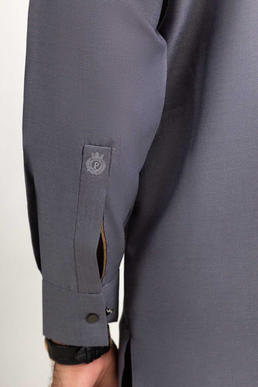 Slate Blue Silk 2-Piece Kurta | Mandarin Collar
