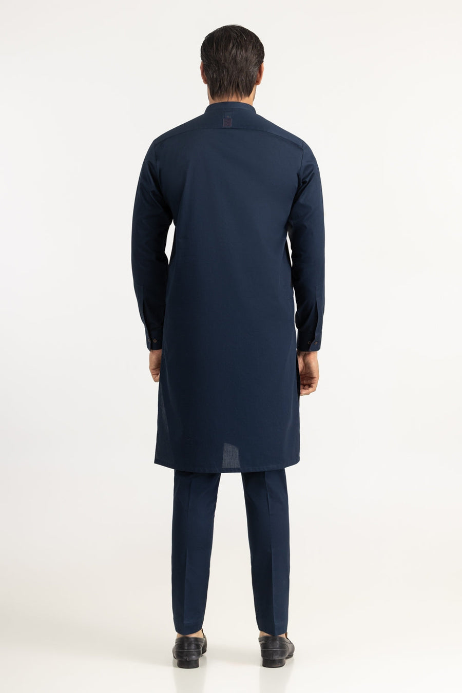 Midnight Navy Silk 3-Piece Kurta | Mandarin Collar