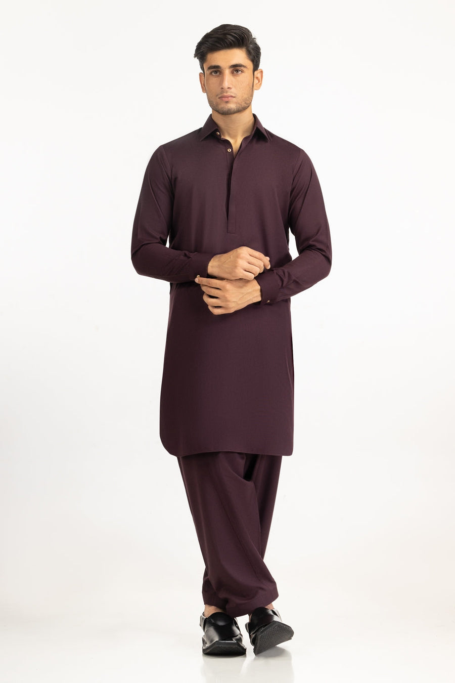 Burgundy Cotton Lawn 2-Piece Kurta | Relaxed Fit