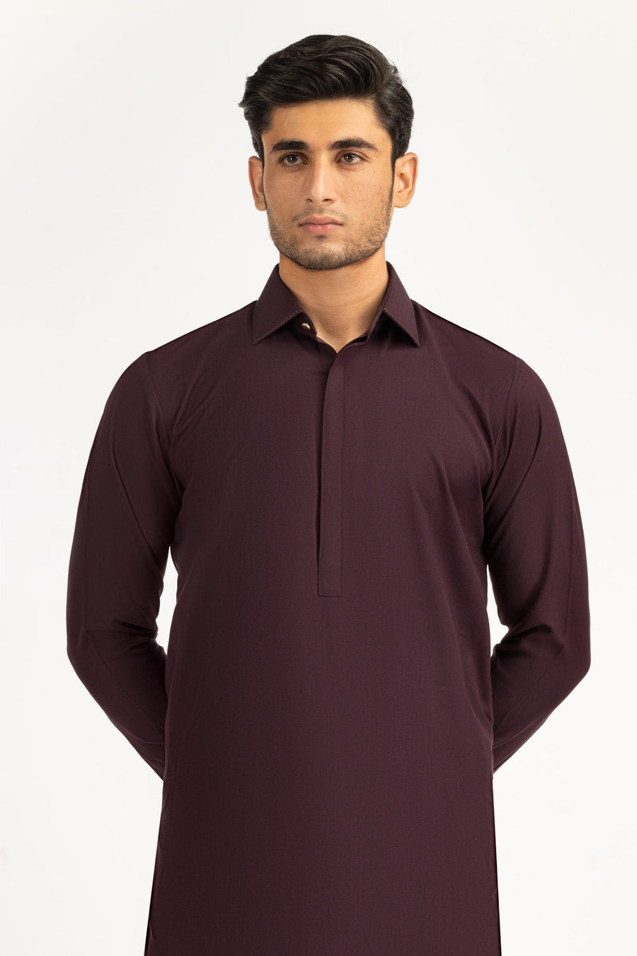 Burgundy Cotton Lawn 2-Piece Kurta | Relaxed Fit