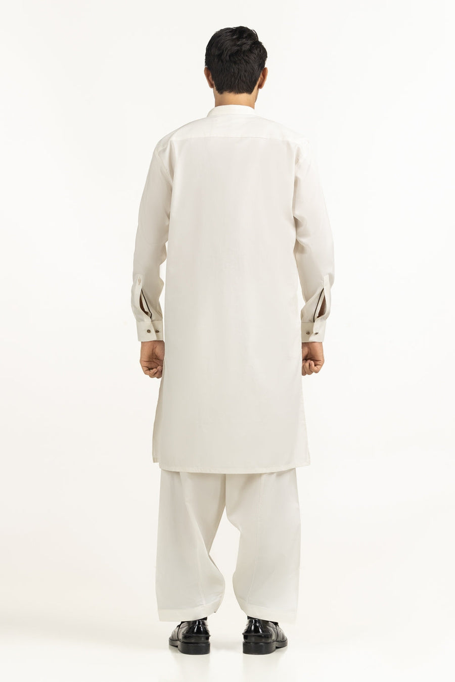 Ivory Silk 2-Piece Kurta Set | Mandarin Collar