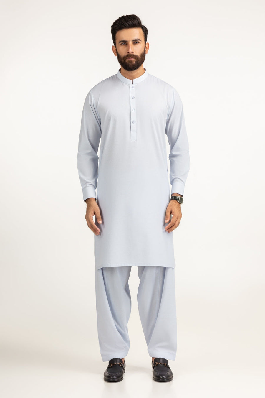 Off-White Cotton 2-Piece Kurta | Mandarin Collar Henley