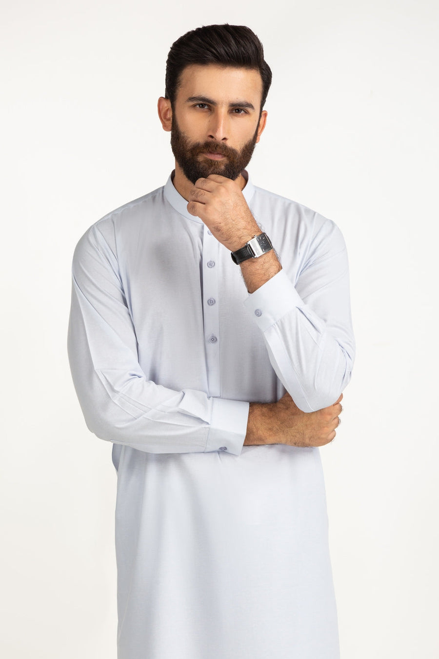 Off-White Cotton 2-Piece Kurta | Mandarin Collar Henley