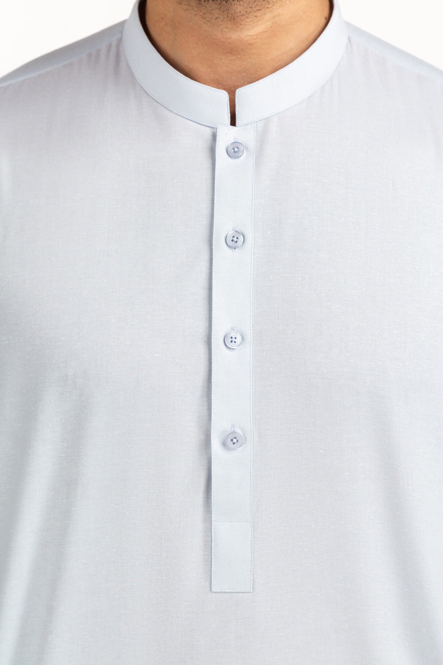 Off-White Cotton 2-Piece Kurta | Mandarin Collar Henley