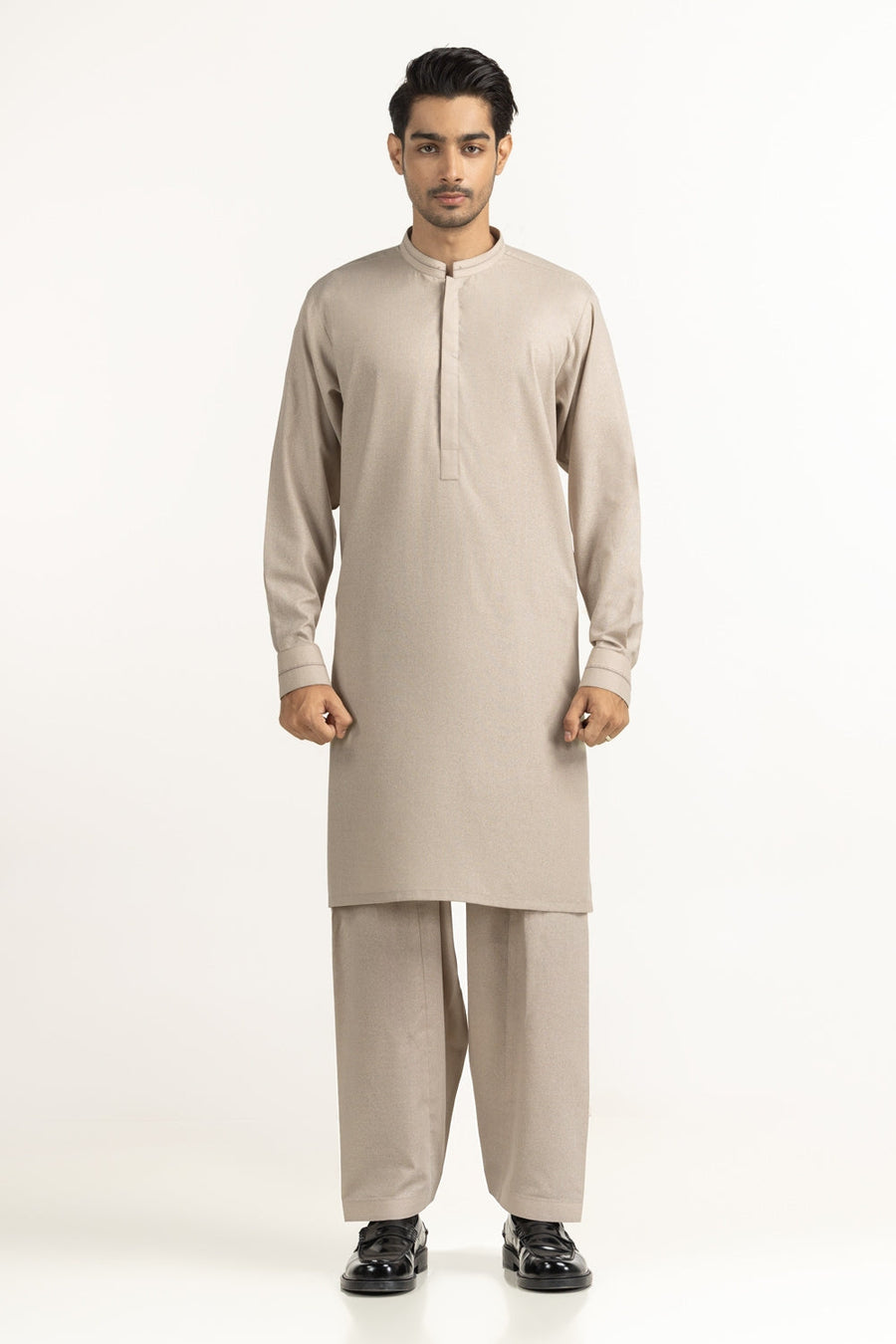 Sage Linen 2-Piece Kurta Set | Mandarin Collar
