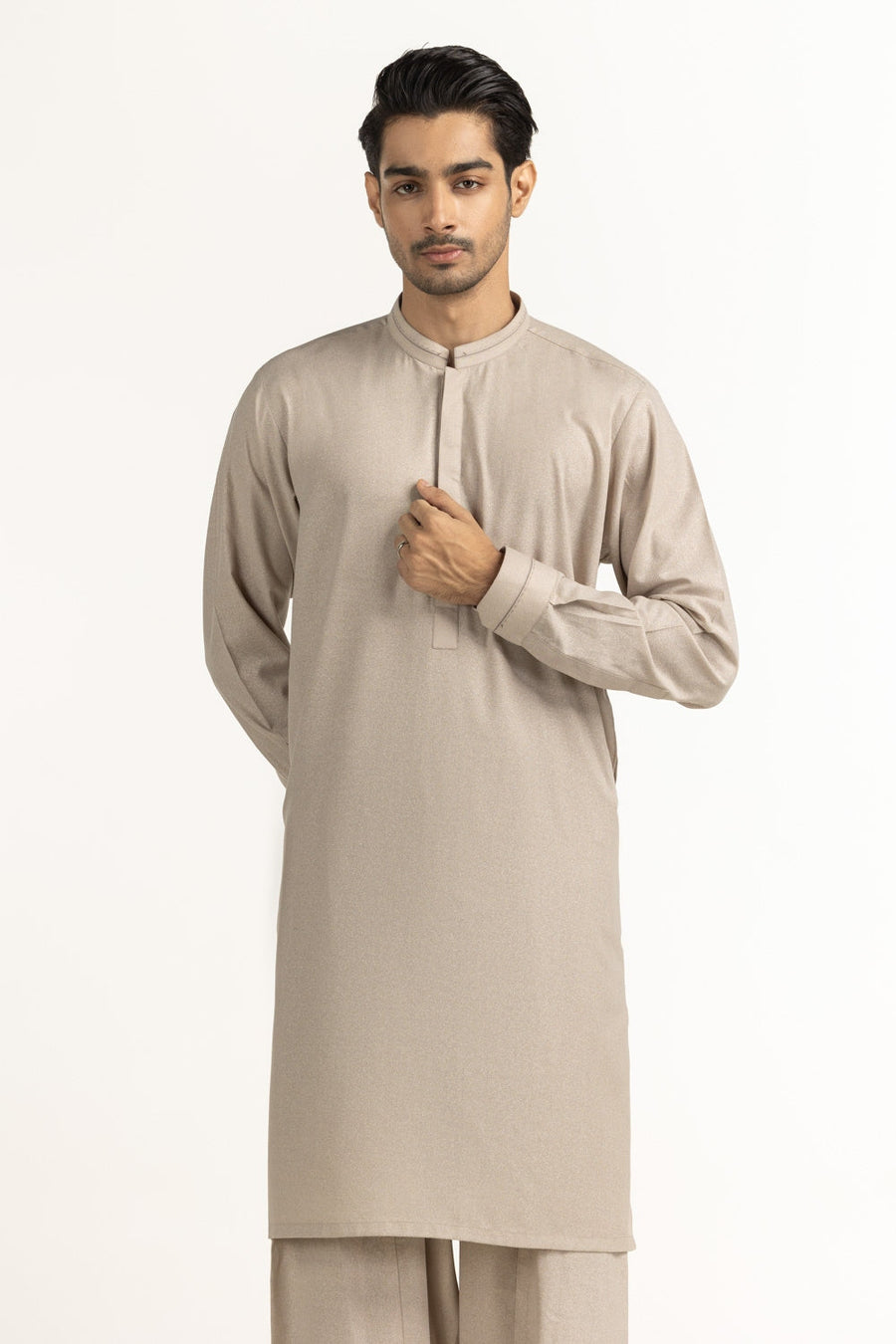 Sage Linen 2-Piece Kurta Set | Mandarin Collar