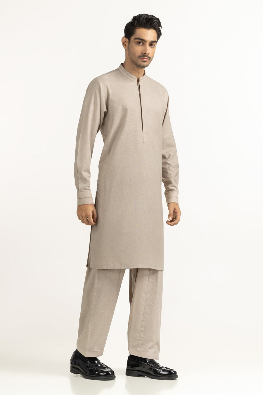 Sage Linen 2-Piece Kurta Set | Mandarin Collar