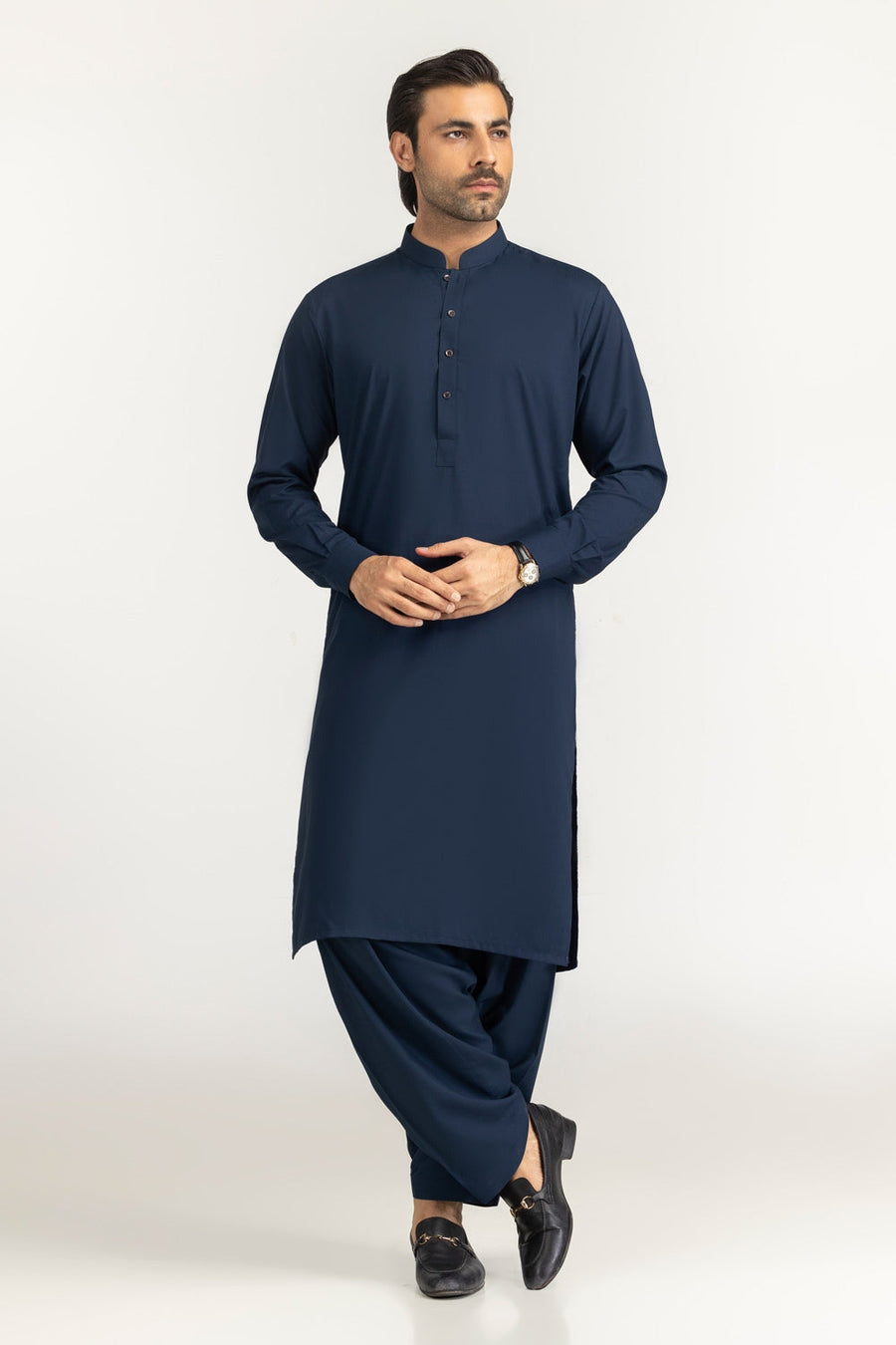Charcoal Silk Blend 2-Piece Salwar Kameez | Minimalist