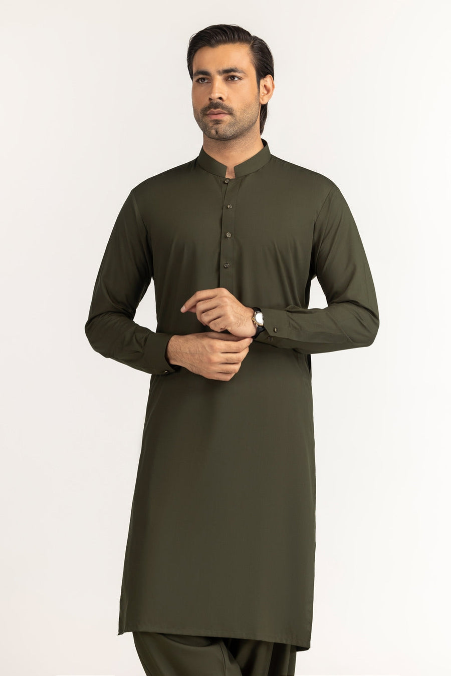 Caramel Cotton 2-Piece Kurta Set | Mandarin Collar