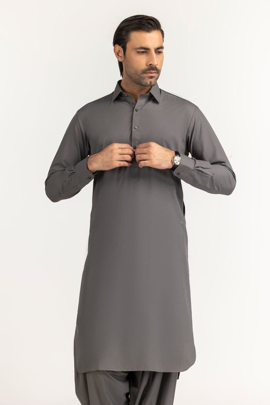 Caramel Cotton 2-Piece Kurta Set | Mandarin Collar