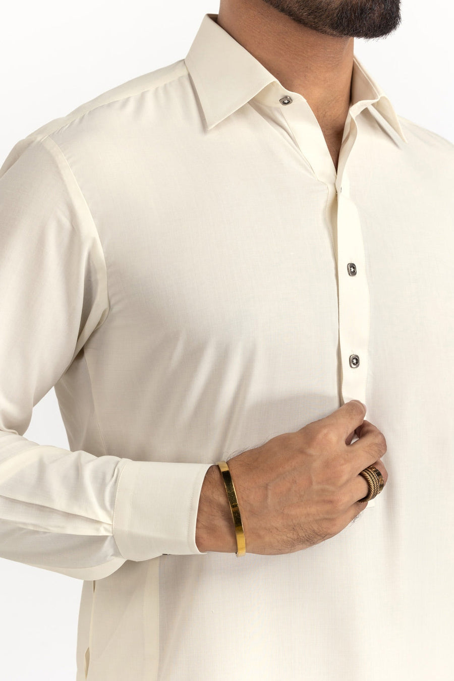 Ivory Cotton 2-Piece Men's Salwar Kameez | Relaxed Fit