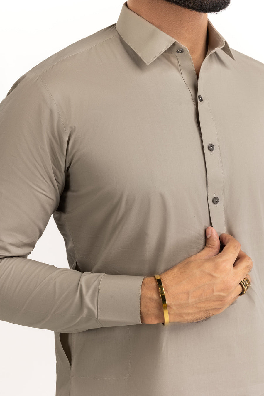 Ivory Cotton 2-Piece Kurta Set | Classic Collar Tunic
