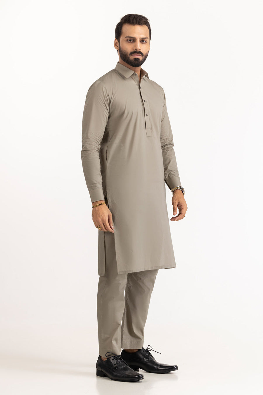 Ivory Cotton 2-Piece Kurta Set | Classic Collar Tunic