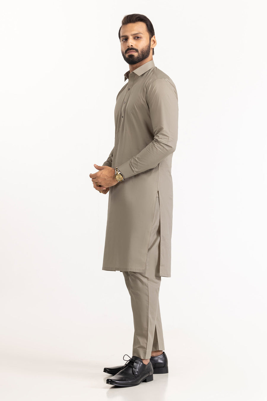 Ivory Cotton 2-Piece Kurta Set | Classic Collar Tunic
