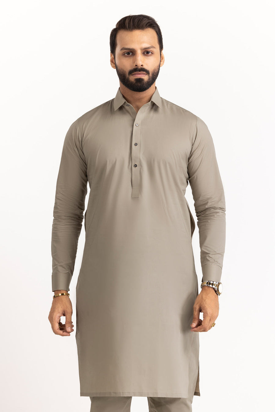Ivory Cotton 2-Piece Kurta Set | Classic Collar Tunic