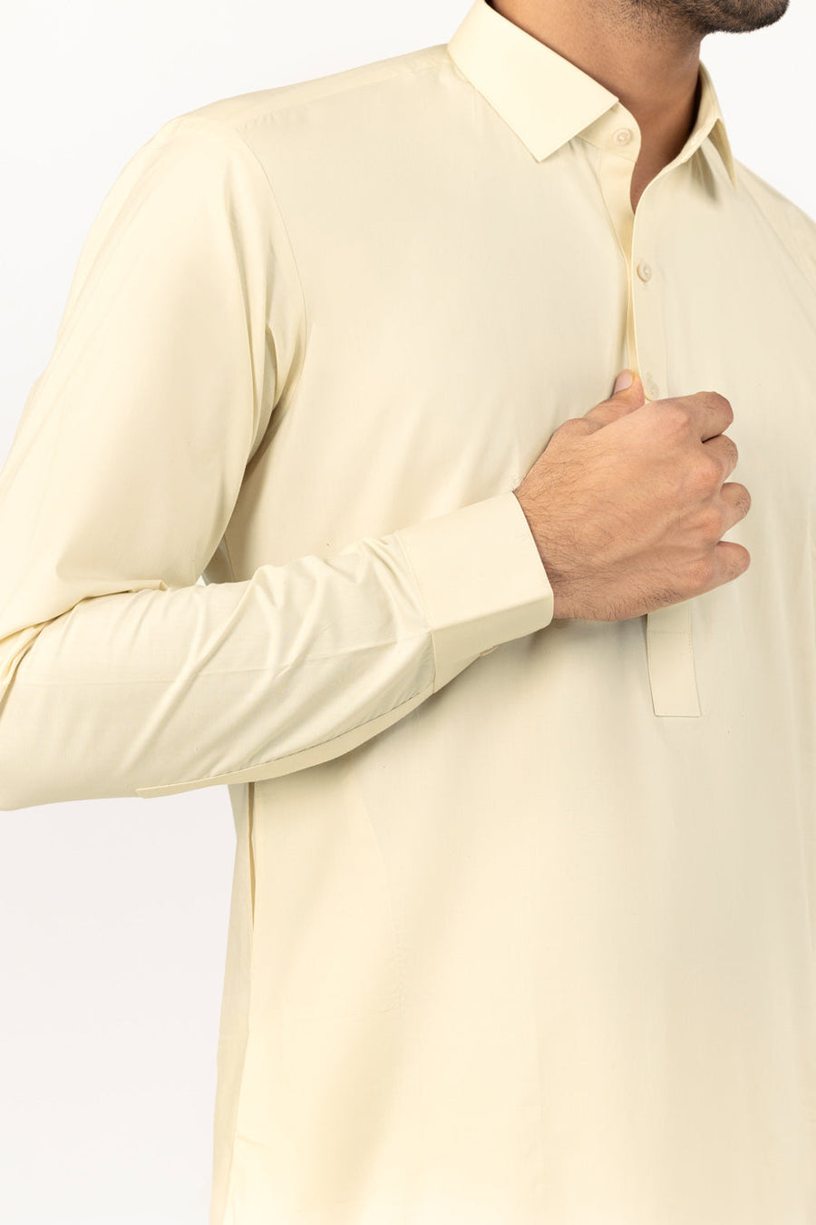 Ivory Cotton 2-Piece Kurta Set | Classic Collar Tunic