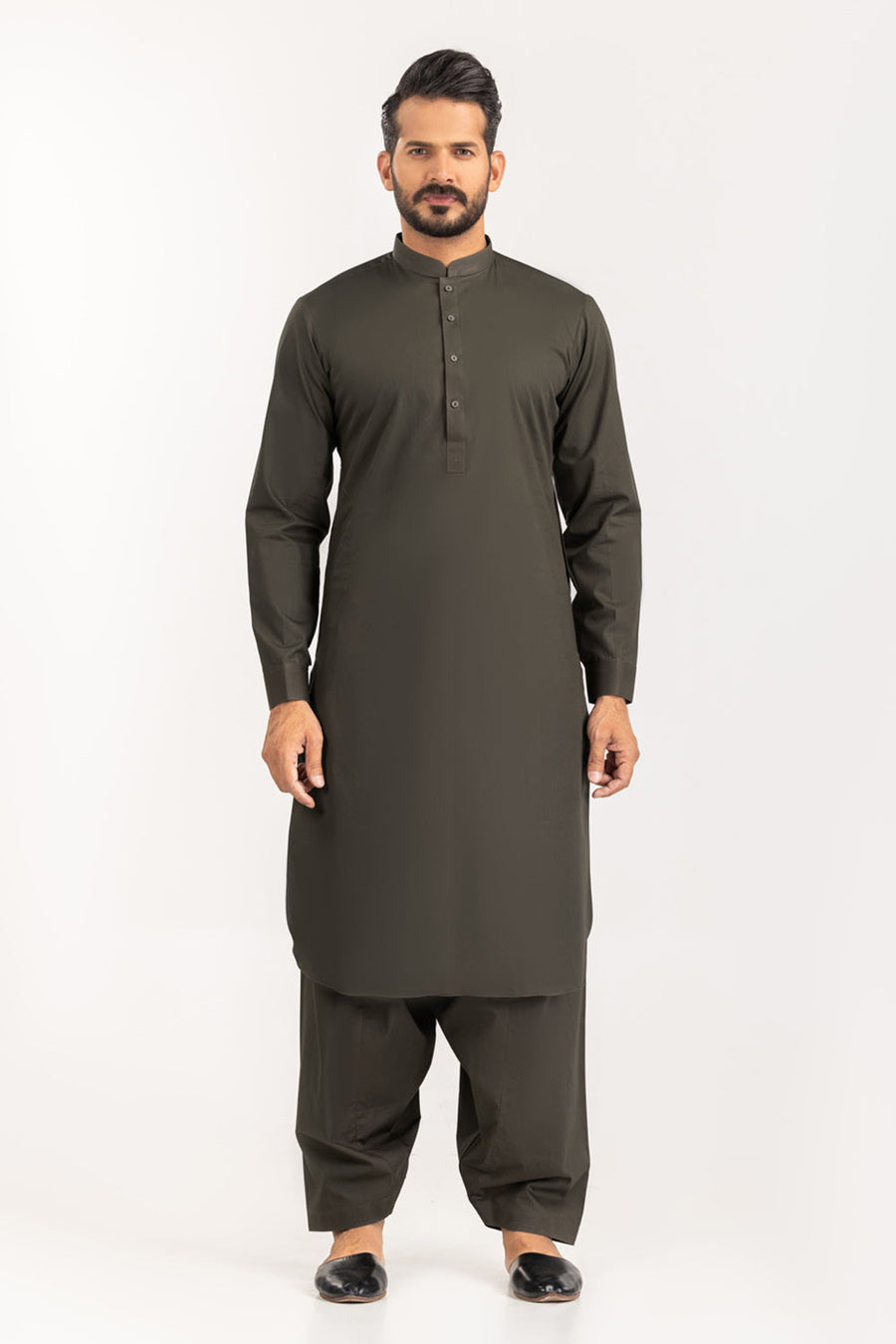 Ivory Cotton 2-Piece Kurta Set | Classic Collar Tunic