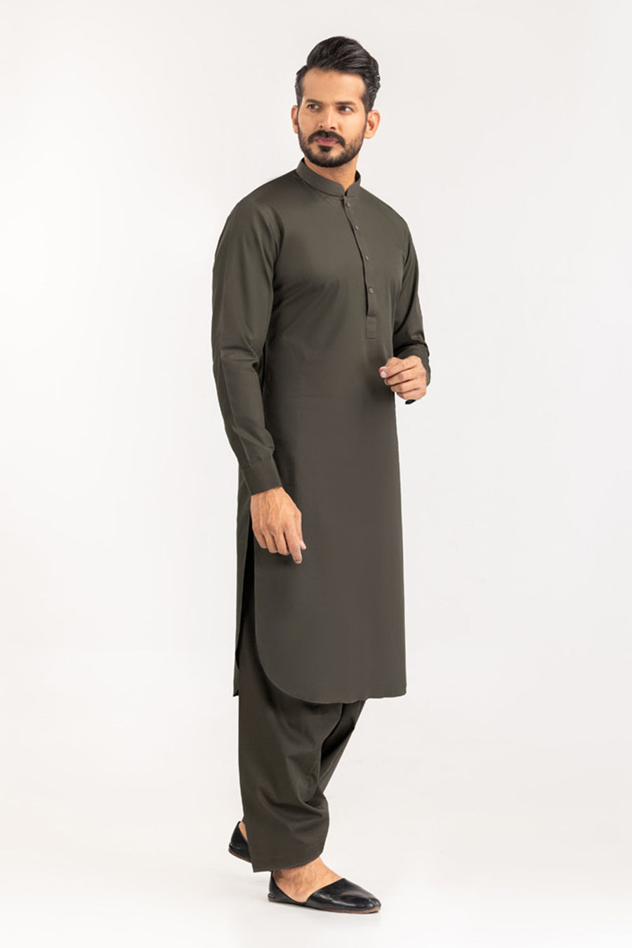 Ivory Cotton 2-Piece Kurta Set | Classic Collar Tunic
