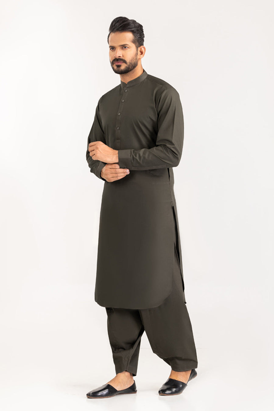 Ivory Cotton 2-Piece Kurta Set | Classic Collar Tunic