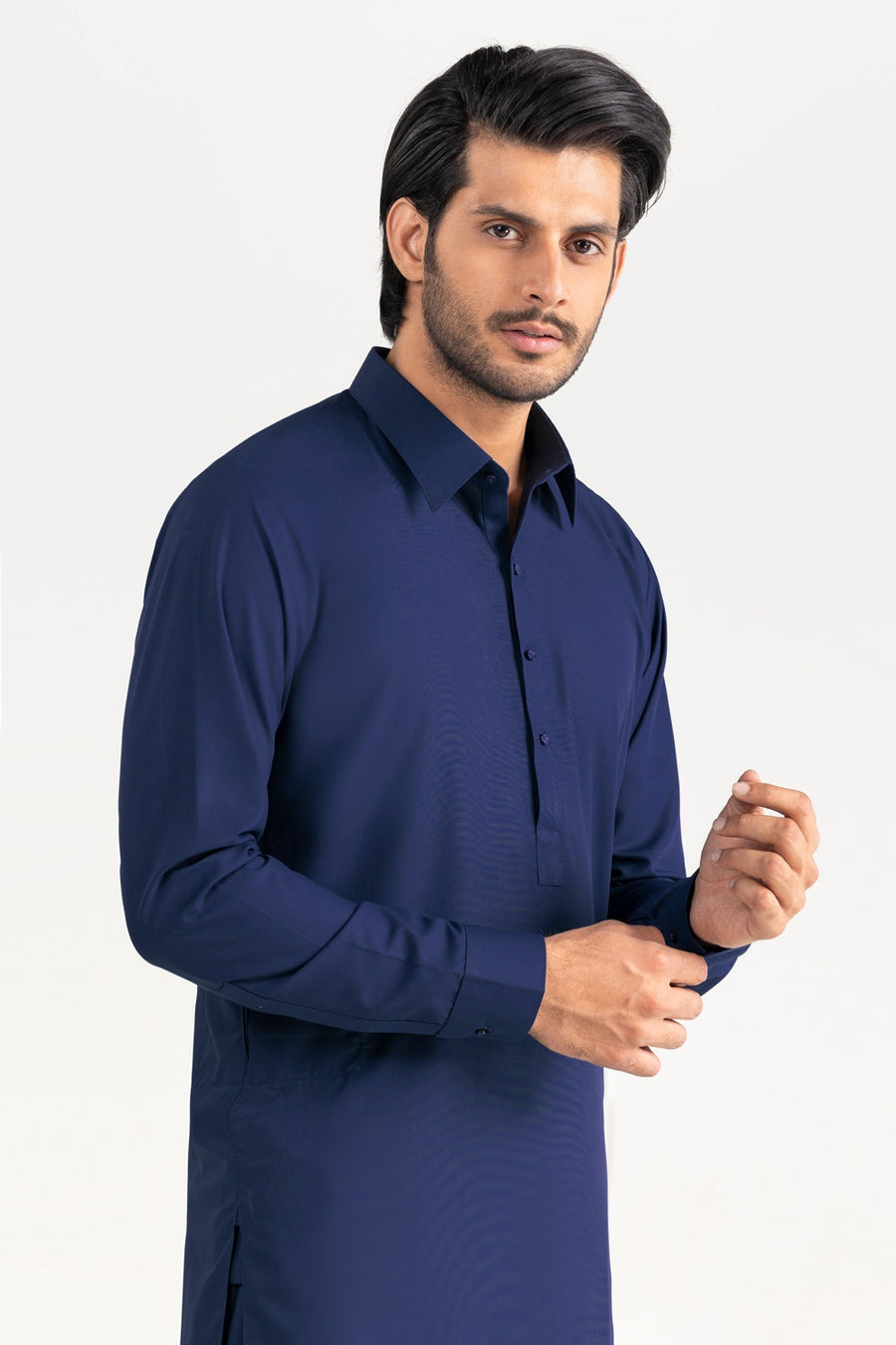 Off-White Silk Linen 2-Piece Men's Kurta | Mandarin Collar