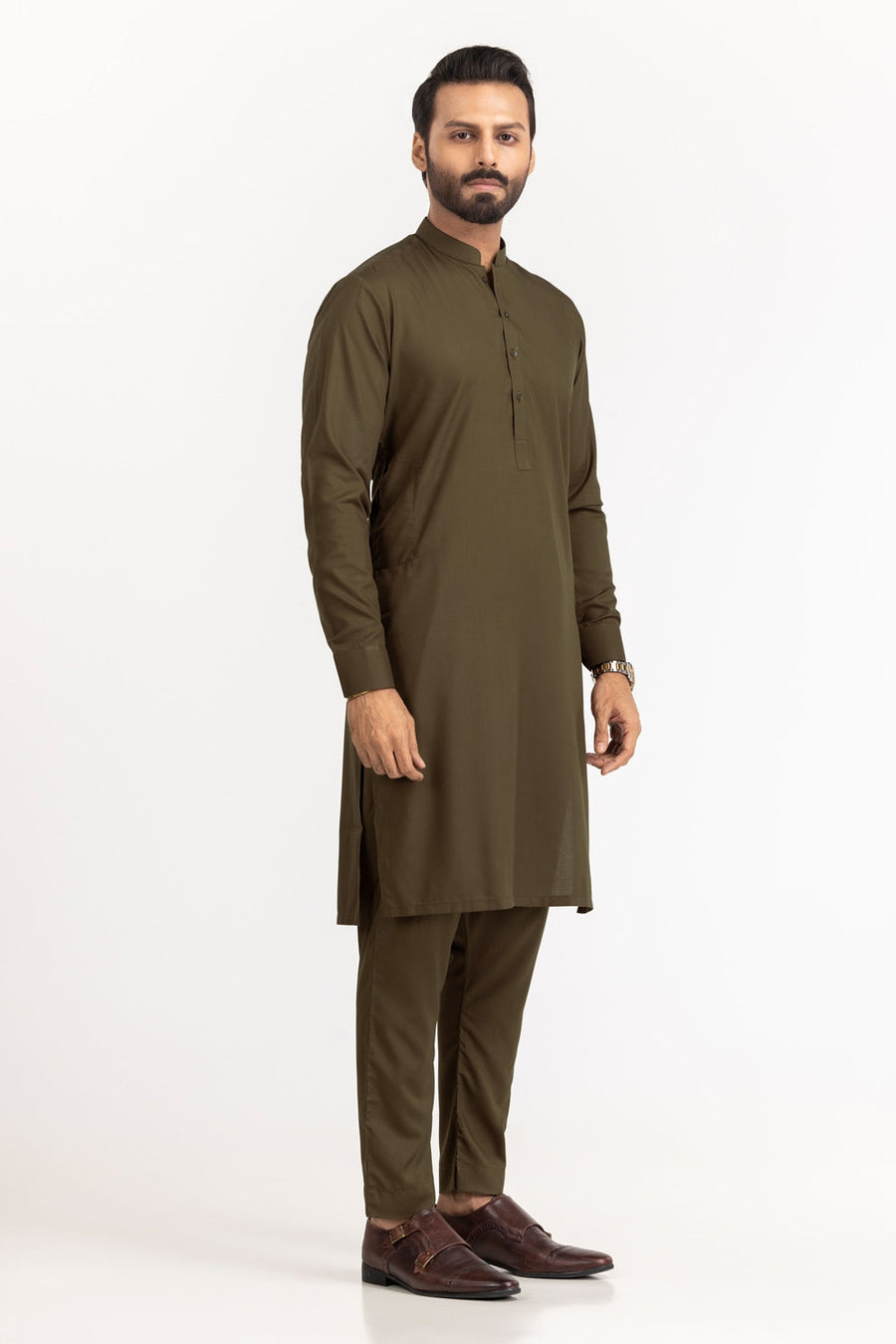 Off-White Silk Linen 2-Piece Men's Kurta | Mandarin Collar