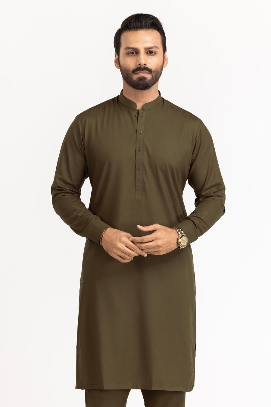 Off-White Silk Linen 2-Piece Men's Kurta | Mandarin Collar