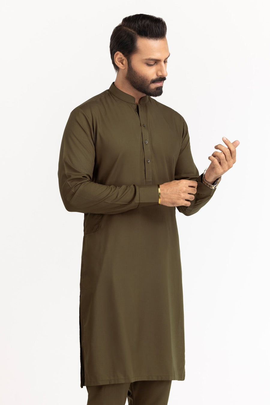 Off-White Silk Linen 2-Piece Men's Kurta | Mandarin Collar