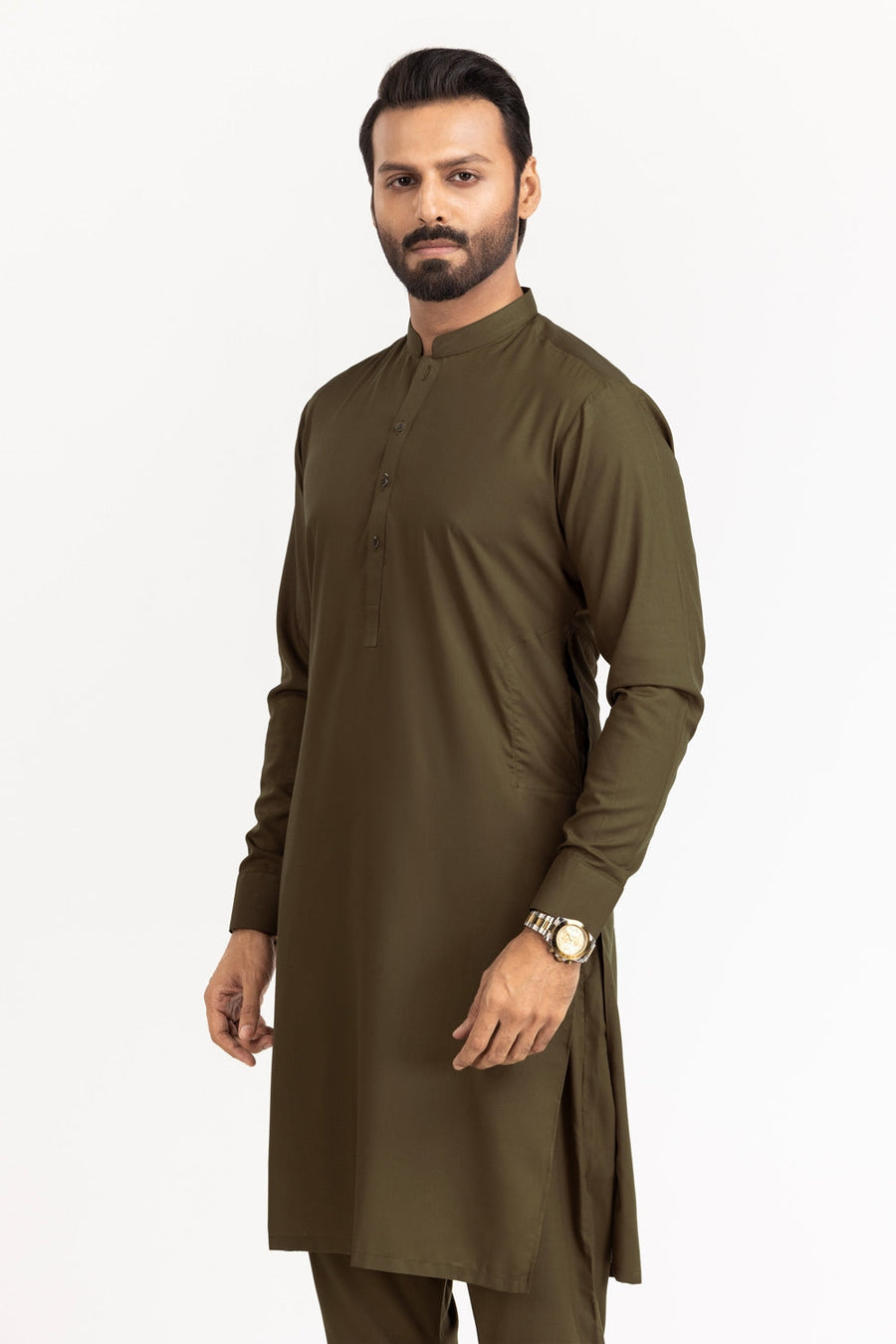 Off-White Silk Linen 2-Piece Men's Kurta | Mandarin Collar