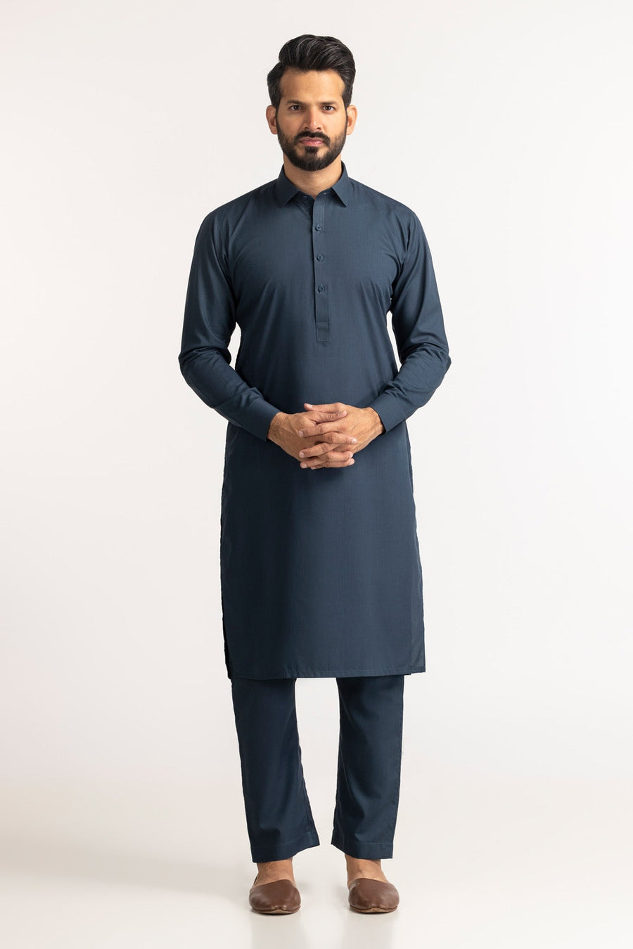 Off-White Silk Linen 2-Piece Men's Kurta | Mandarin Collar