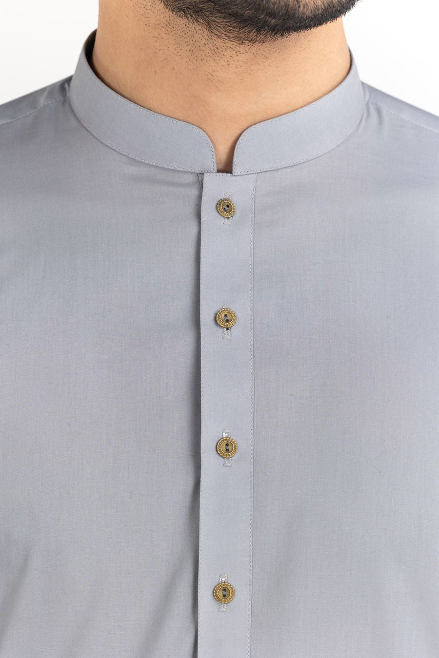 Ivory Mulberry Silk Blend 2-Piece Kurta | Minimalist Collar
