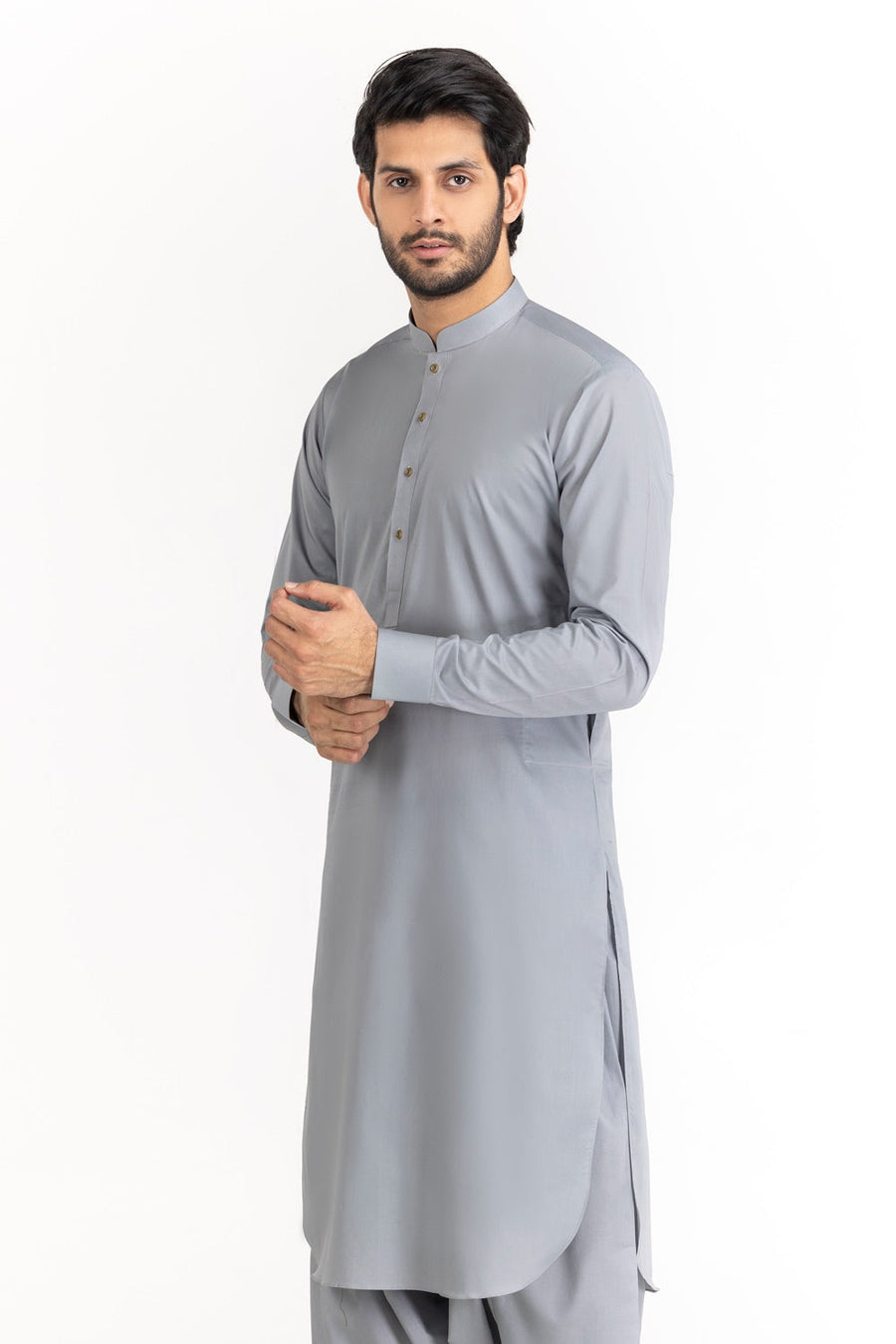 Ivory Mulberry Silk Blend 2-Piece Kurta | Minimalist Collar