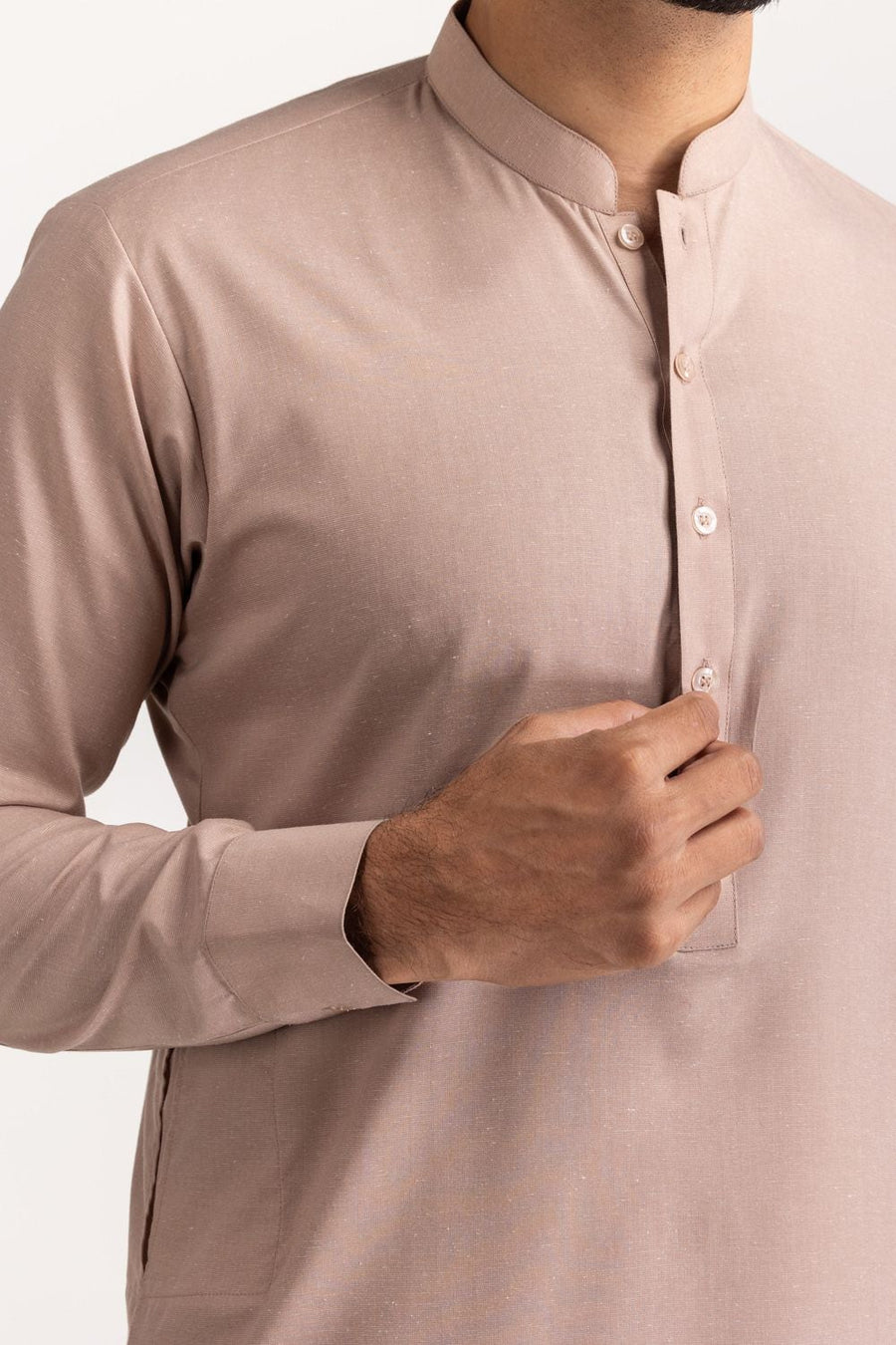Ivory Mulberry Silk Blend 2-Piece Kurta | Minimalist Collar