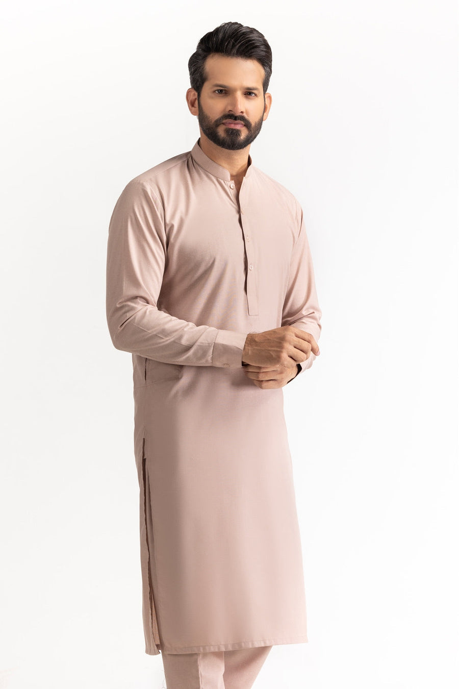 Ivory Mulberry Silk Blend 2-Piece Kurta | Minimalist Collar