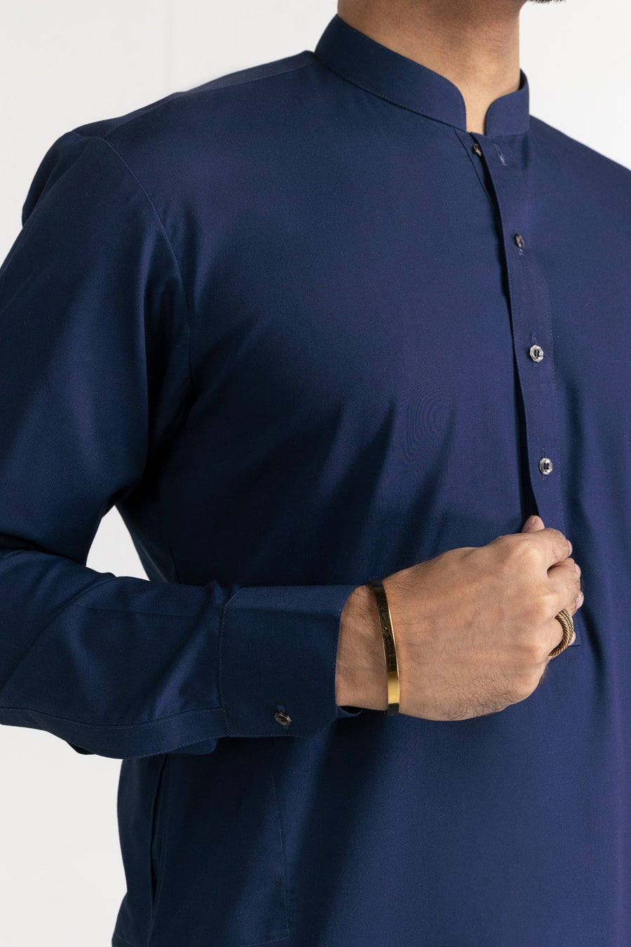 Ivory Mulberry Silk Blend 2-Piece Kurta | Minimalist Collar
