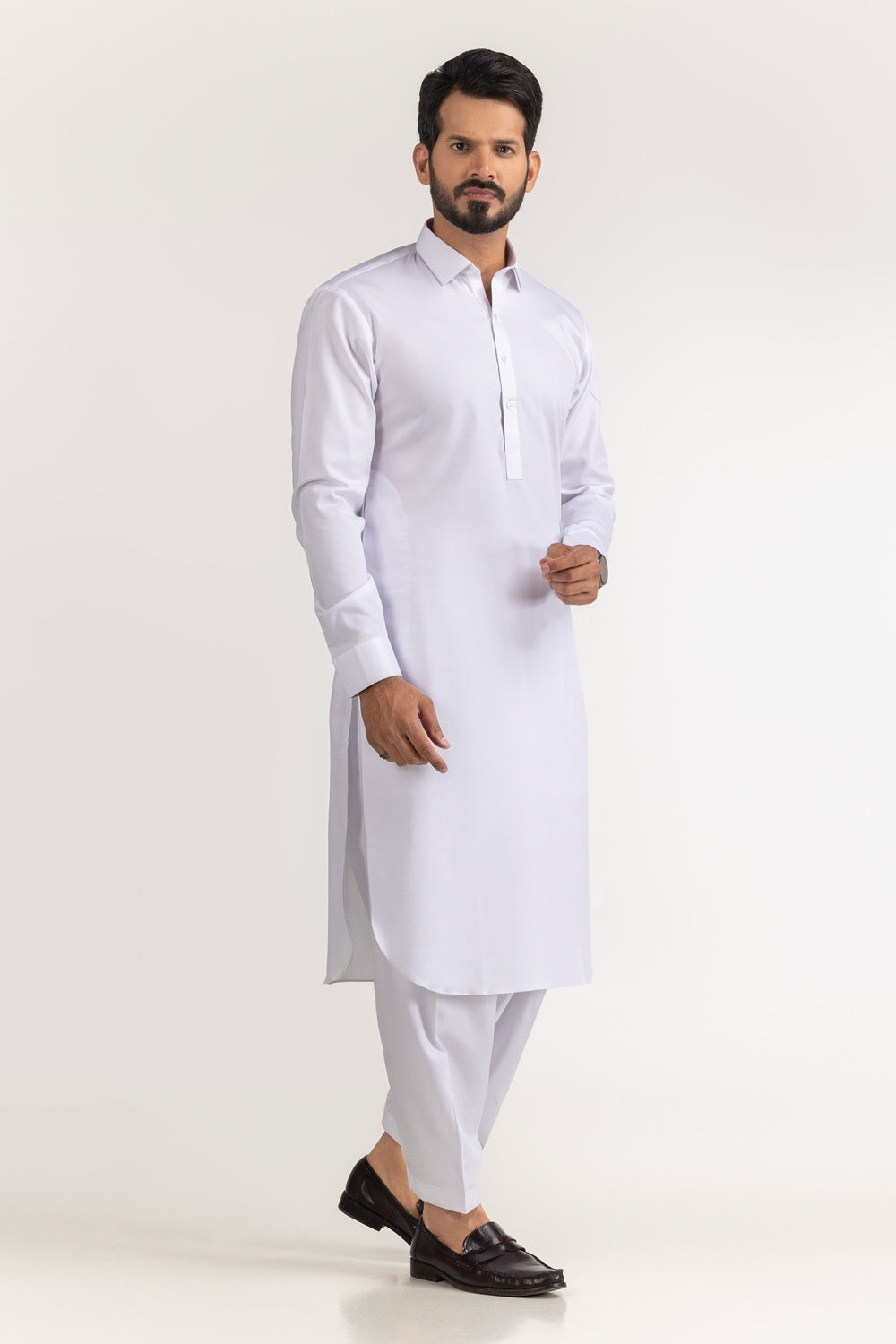 Ivory Mulberry Silk Blend 2-Piece Kurta | Minimalist Collar