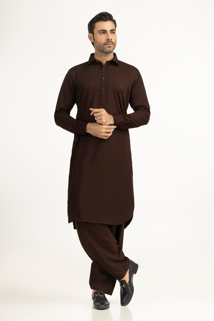 Slate Blue Cotton 2-Piece Kurta | Button-Front Collar