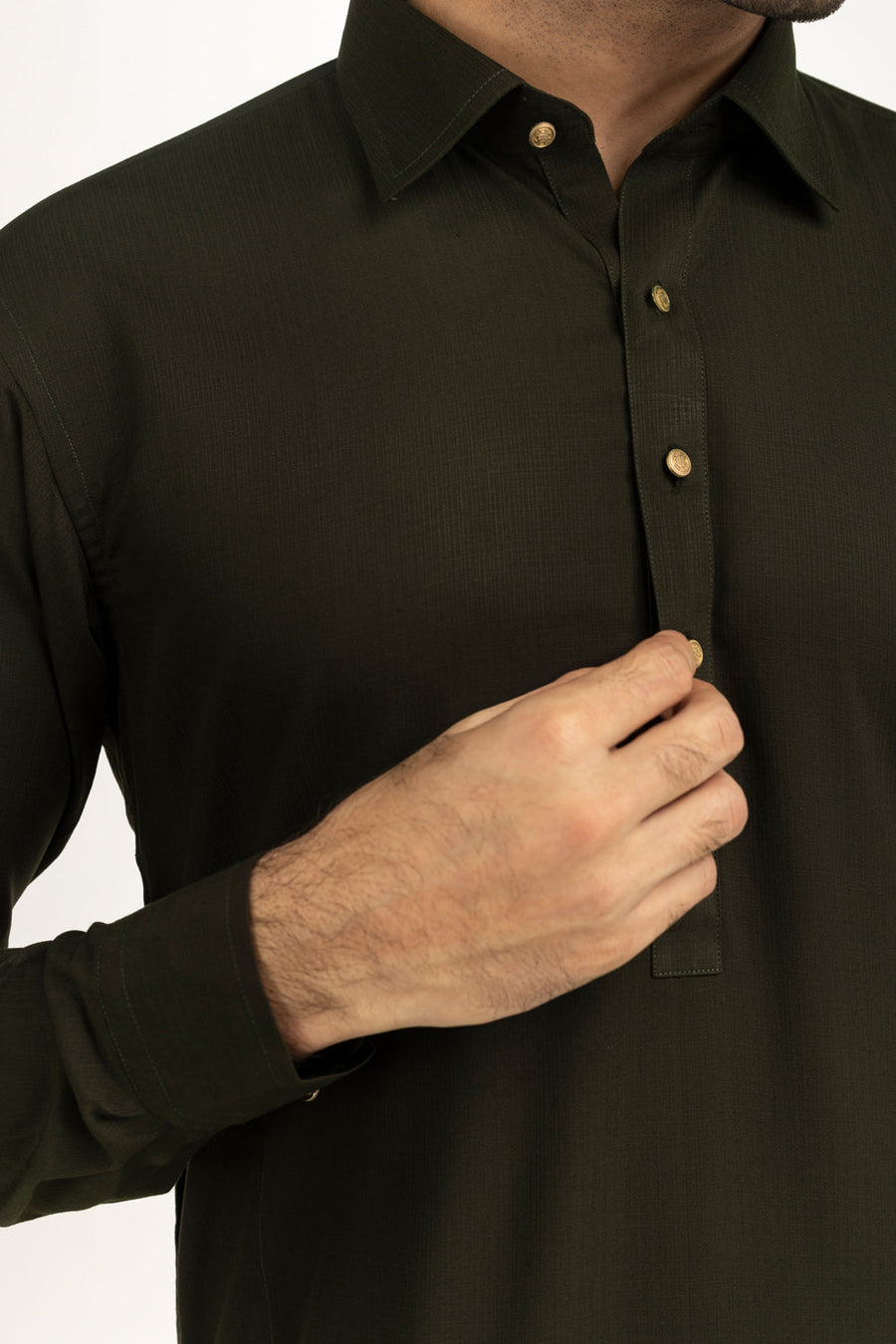 Slate Blue Cotton 2-Piece Kurta | Button-Front Collar