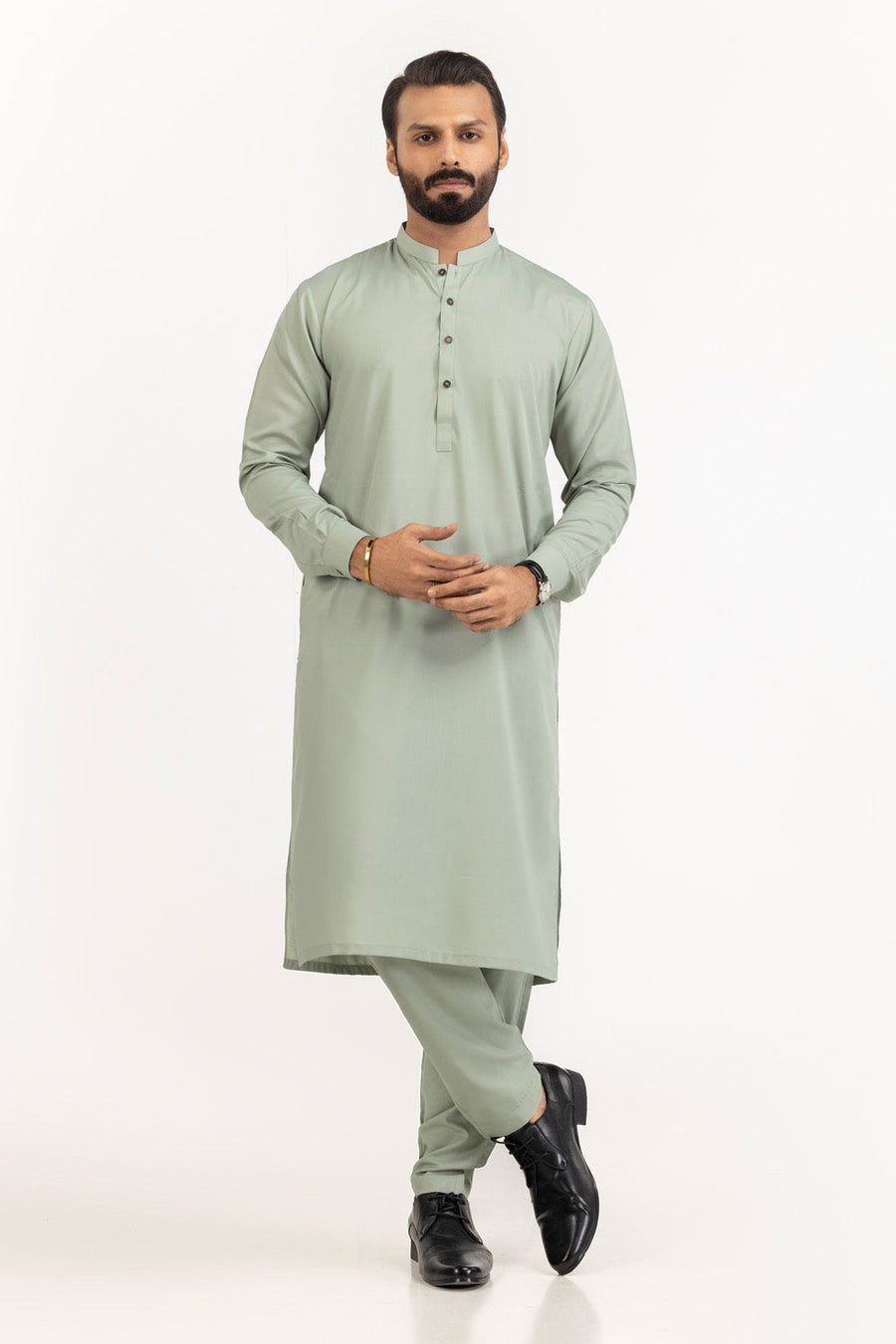 Ivory Cotton 2-Piece Kurta Set | Mandarin Collar