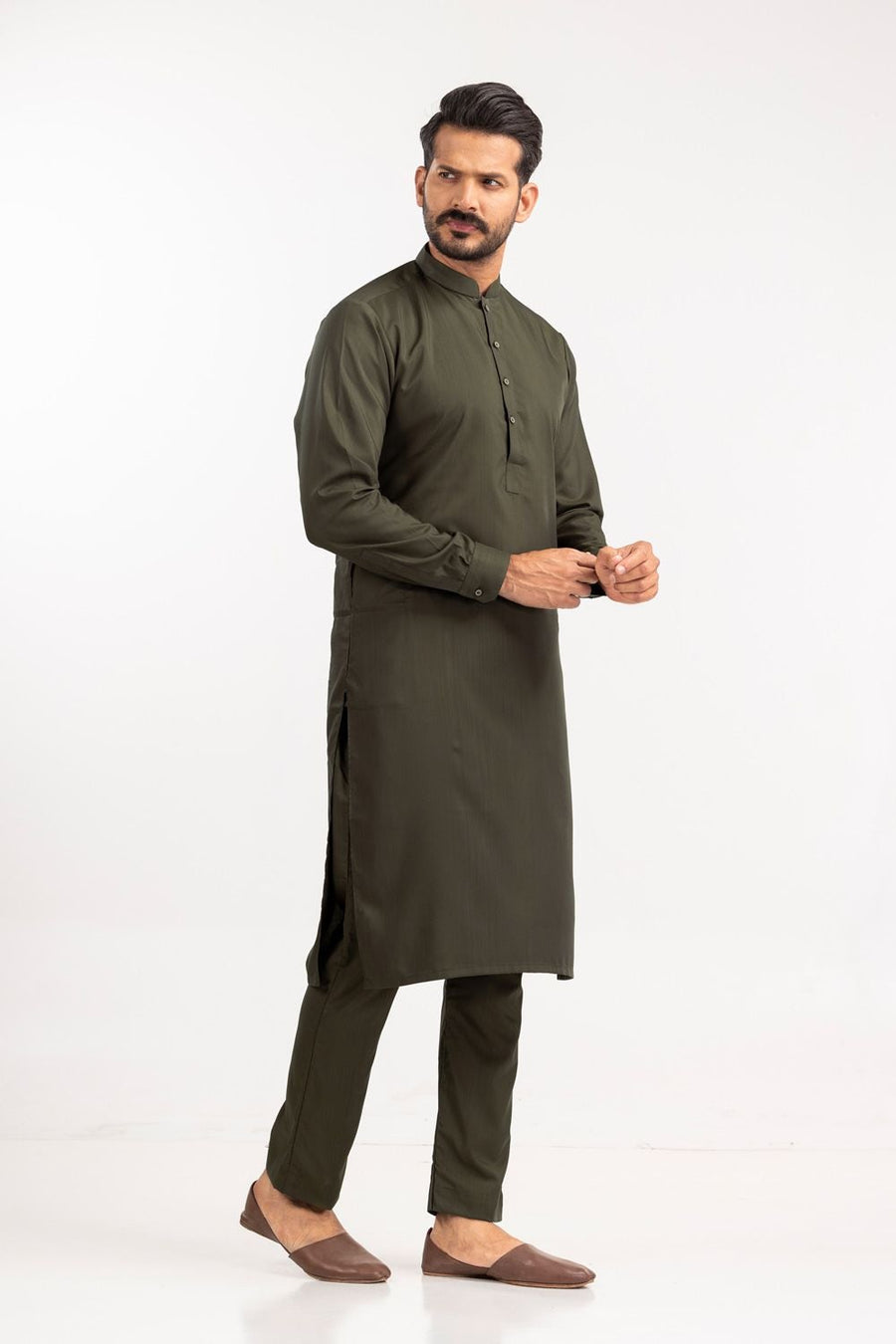 Ivory Cotton 2-Piece Kurta Set | Mandarin Collar