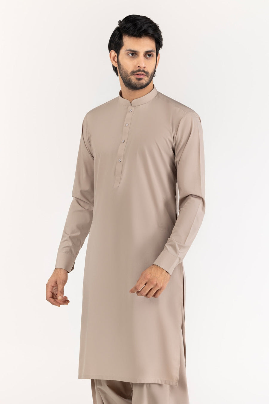 Ivory Cotton 2-Piece Kurta Set | Mandarin Collar