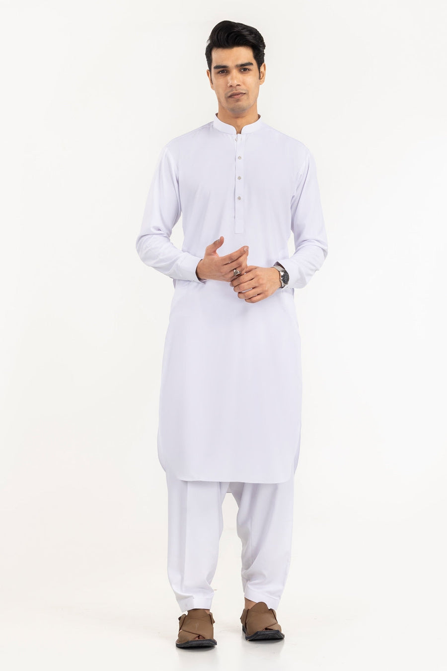 Ivory Cotton 2-Piece Kurta Set | Mandarin Collar