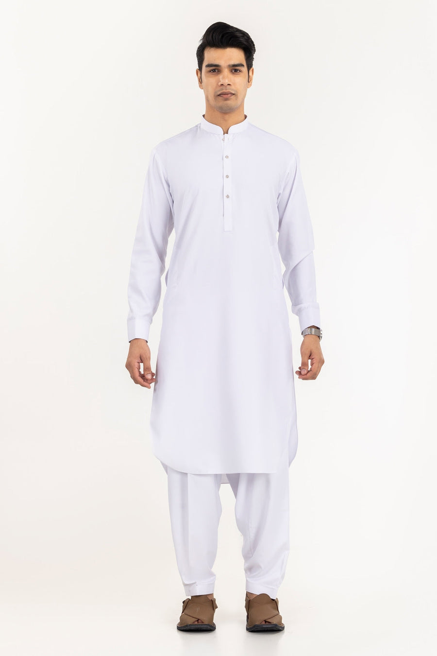 Ivory Cotton 2-Piece Kurta Set | Mandarin Collar