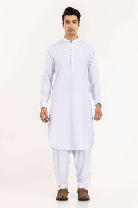 Ivory Cotton 2-Piece Kurta Set | Mandarin Collar
