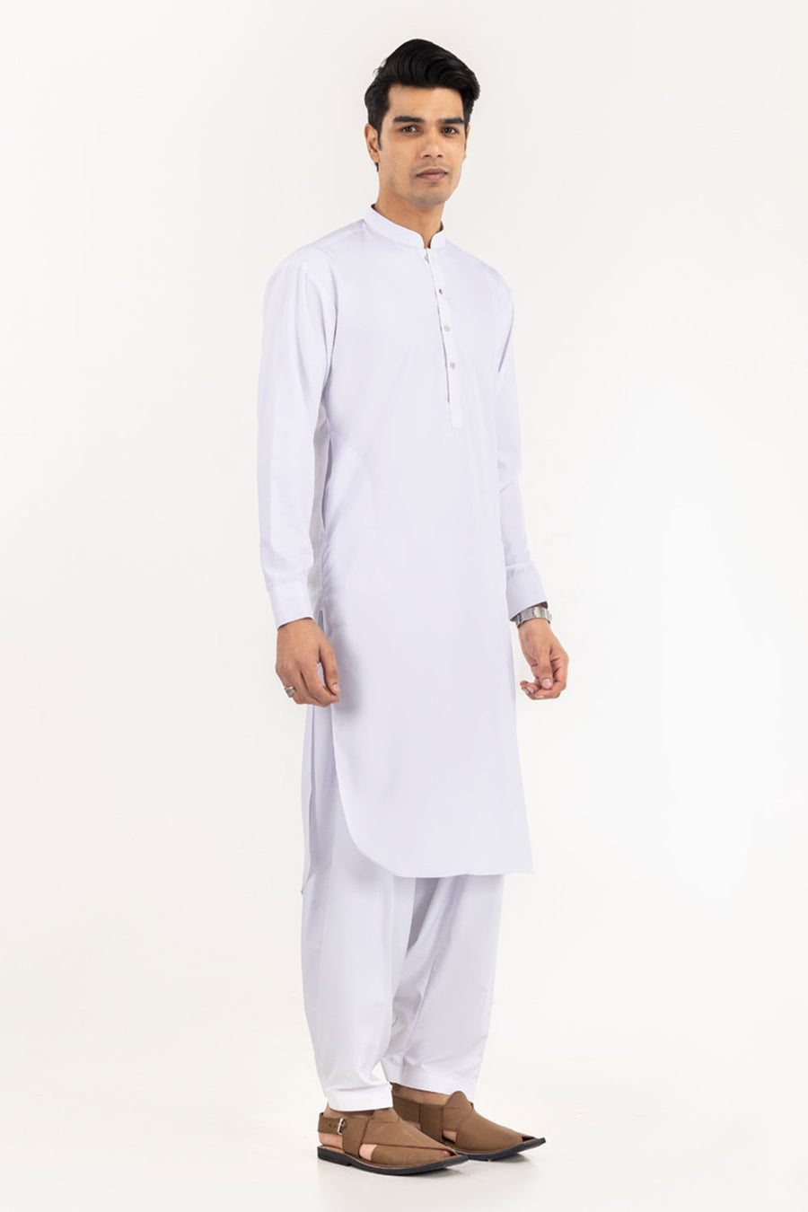 Ivory Cotton 2-Piece Kurta Set | Mandarin Collar