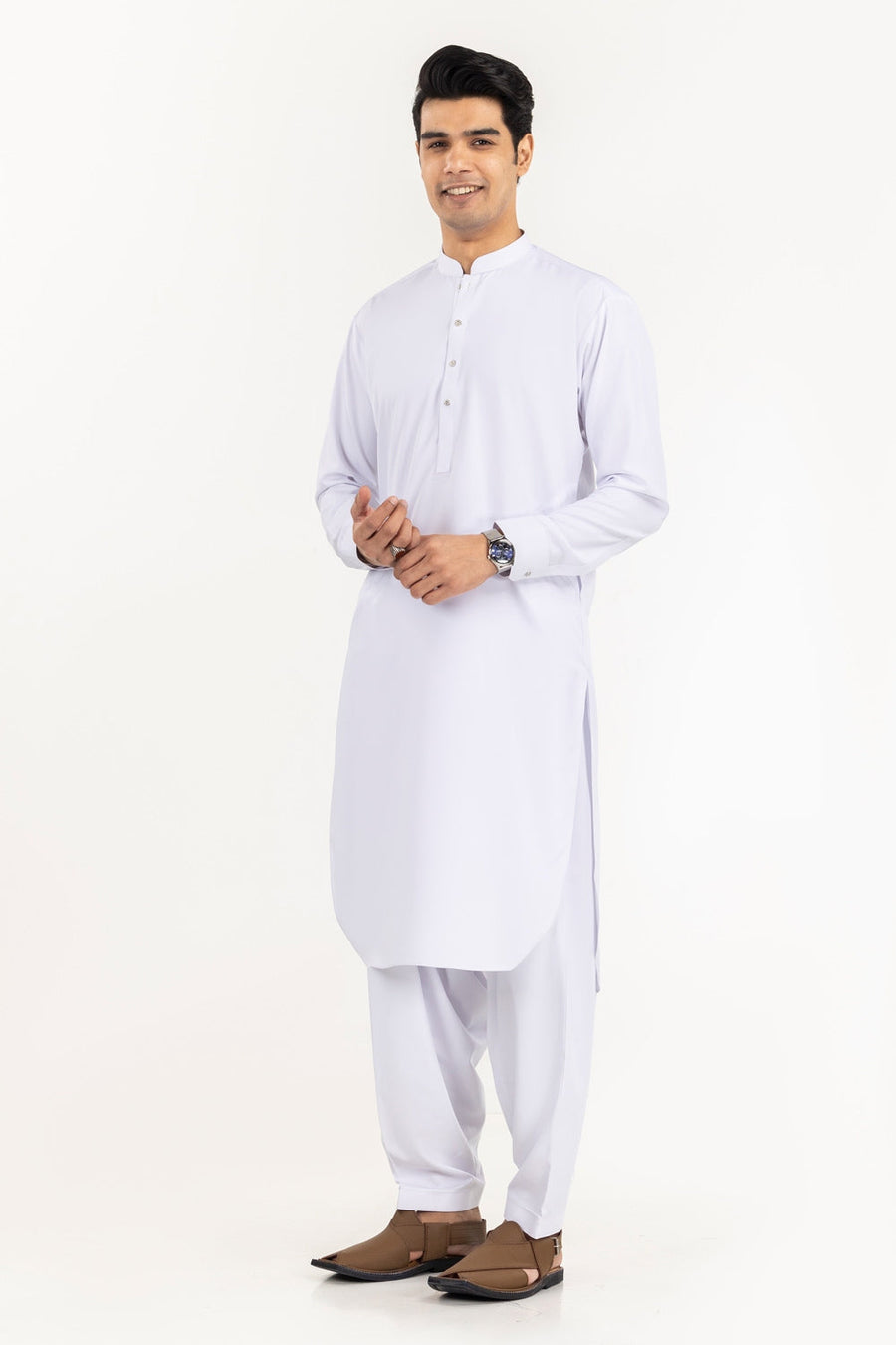 Ivory Cotton 2-Piece Kurta Set | Mandarin Collar